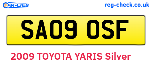 SA09OSF are the vehicle registration plates.