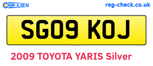 SG09KOJ are the vehicle registration plates.