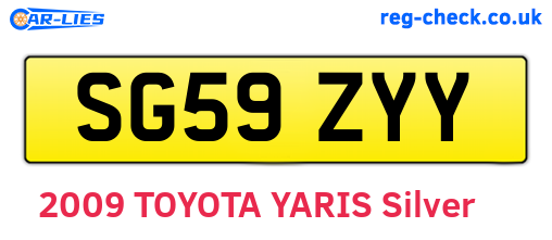 SG59ZYY are the vehicle registration plates.