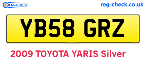 YB58GRZ are the vehicle registration plates.