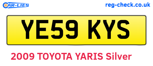 YE59KYS are the vehicle registration plates.