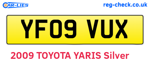 YF09VUX are the vehicle registration plates.