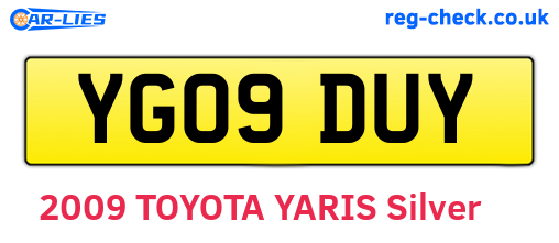 YG09DUY are the vehicle registration plates.