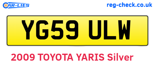 YG59ULW are the vehicle registration plates.