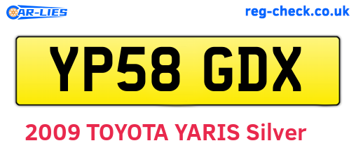 YP58GDX are the vehicle registration plates.
