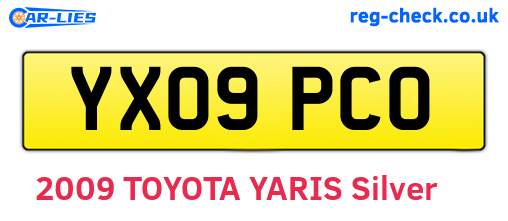 YX09PCO are the vehicle registration plates.