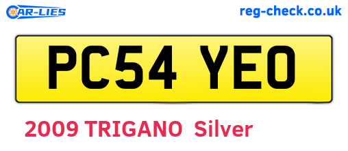 PC54YEO are the vehicle registration plates.