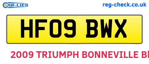 HF09BWX are the vehicle registration plates.