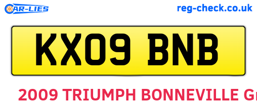 KX09BNB are the vehicle registration plates.