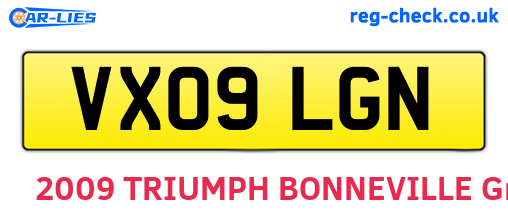 VX09LGN are the vehicle registration plates.