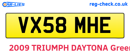 VX58MHE are the vehicle registration plates.