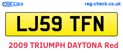 LJ59TFN are the vehicle registration plates.