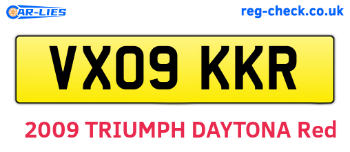 VX09KKR are the vehicle registration plates.