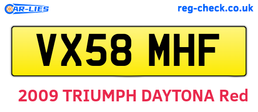 VX58MHF are the vehicle registration plates.