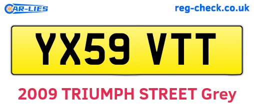YX59VTT are the vehicle registration plates.