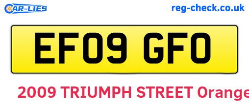 EF09GFO are the vehicle registration plates.