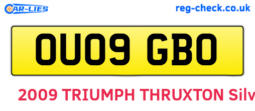 OU09GBO are the vehicle registration plates.