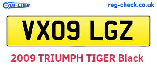 VX09LGZ are the vehicle registration plates.
