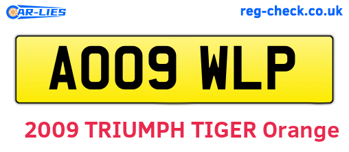 AO09WLP are the vehicle registration plates.