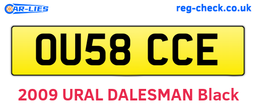 OU58CCE are the vehicle registration plates.