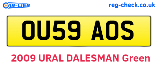 OU59AOS are the vehicle registration plates.