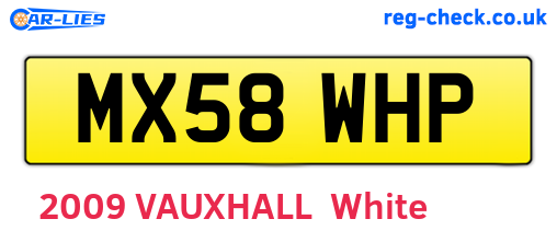 MX58WHP are the vehicle registration plates.