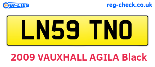 LN59TNO are the vehicle registration plates.