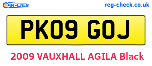 PK09GOJ are the vehicle registration plates.