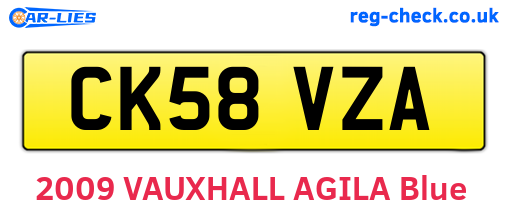 CK58VZA are the vehicle registration plates.