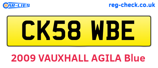 CK58WBE are the vehicle registration plates.