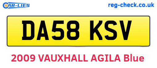 DA58KSV are the vehicle registration plates.