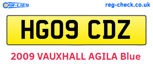 HG09CDZ are the vehicle registration plates.