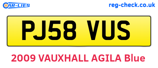 PJ58VUS are the vehicle registration plates.