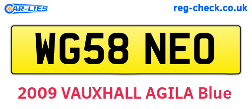 WG58NEO are the vehicle registration plates.