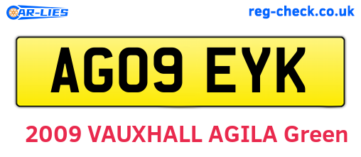 AG09EYK are the vehicle registration plates.