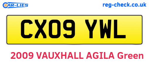 CX09YWL are the vehicle registration plates.