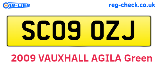 SC09OZJ are the vehicle registration plates.