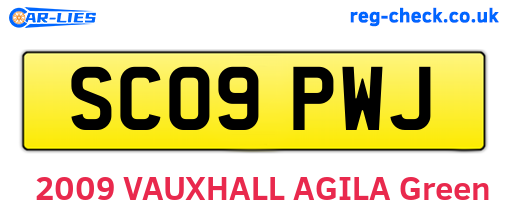 SC09PWJ are the vehicle registration plates.