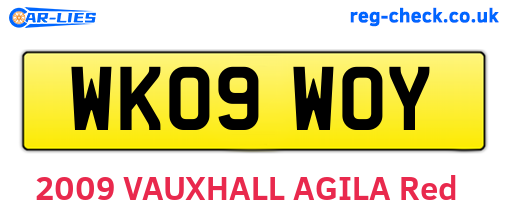 WK09WOY are the vehicle registration plates.