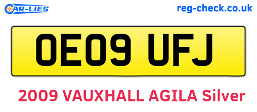 OE09UFJ are the vehicle registration plates.