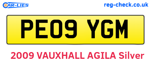 PE09YGM are the vehicle registration plates.
