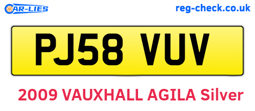 PJ58VUV are the vehicle registration plates.