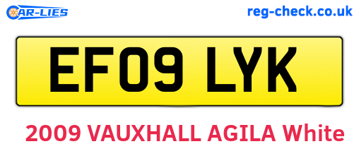 EF09LYK are the vehicle registration plates.
