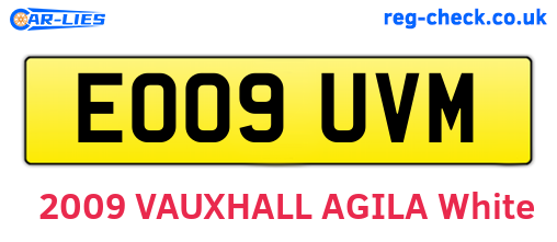 EO09UVM are the vehicle registration plates.