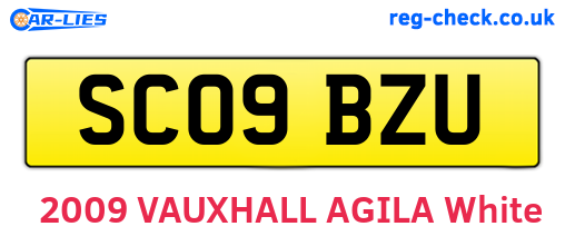 SC09BZU are the vehicle registration plates.