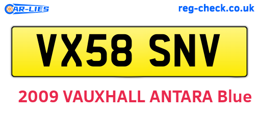 VX58SNV are the vehicle registration plates.