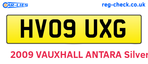 HV09UXG are the vehicle registration plates.