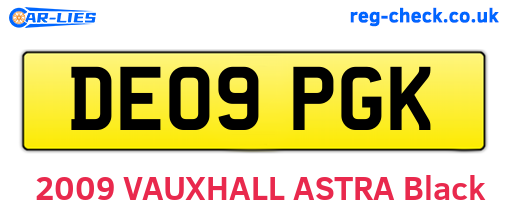 DE09PGK are the vehicle registration plates.