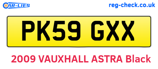 PK59GXX are the vehicle registration plates.