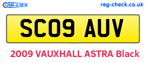 SC09AUV are the vehicle registration plates.